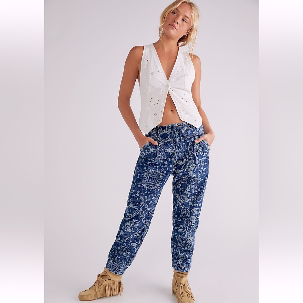 We The Free Blue Patterned Women Jeans